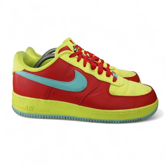 Nike Air Force 1 AF1 Low Custom by You Men's 9.5 DH7128-991 Neon Yellow / Red - Picture 5 of 12
